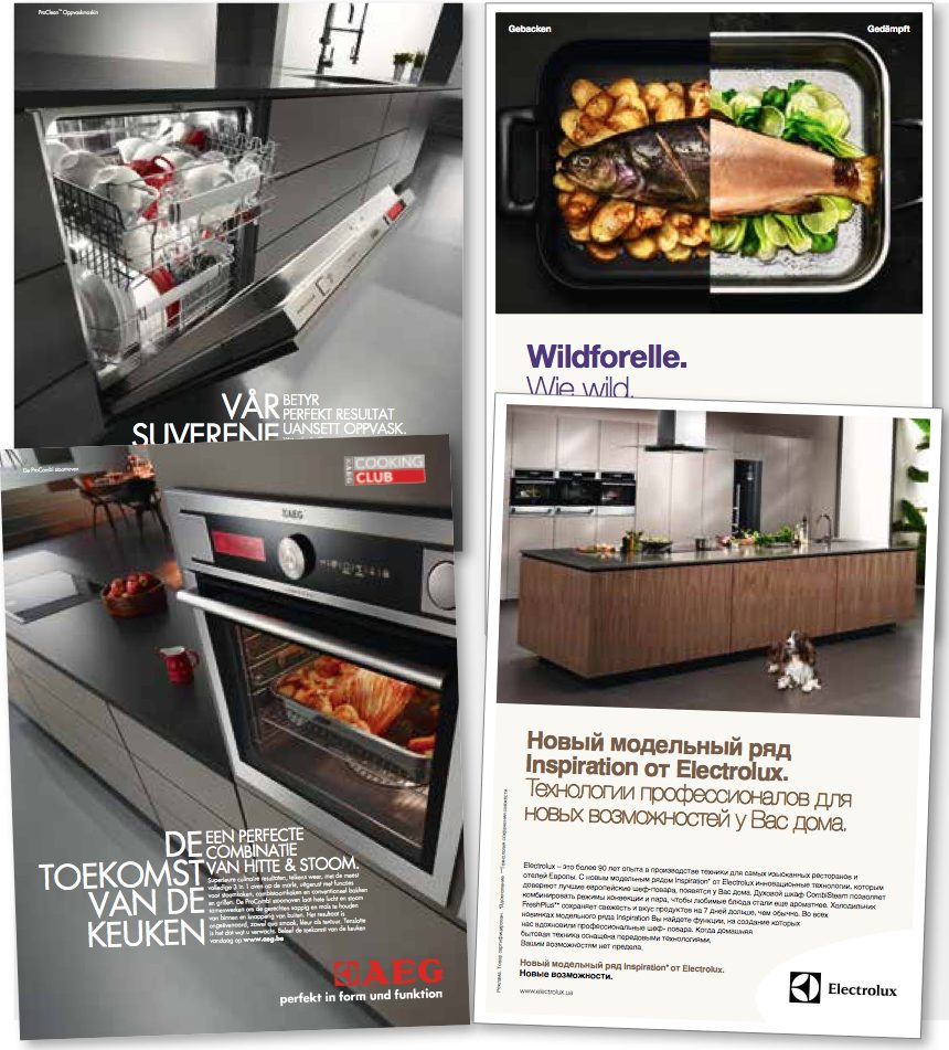 Premium kitchen appliance and home product advertising showcase from Alignian global portfolio