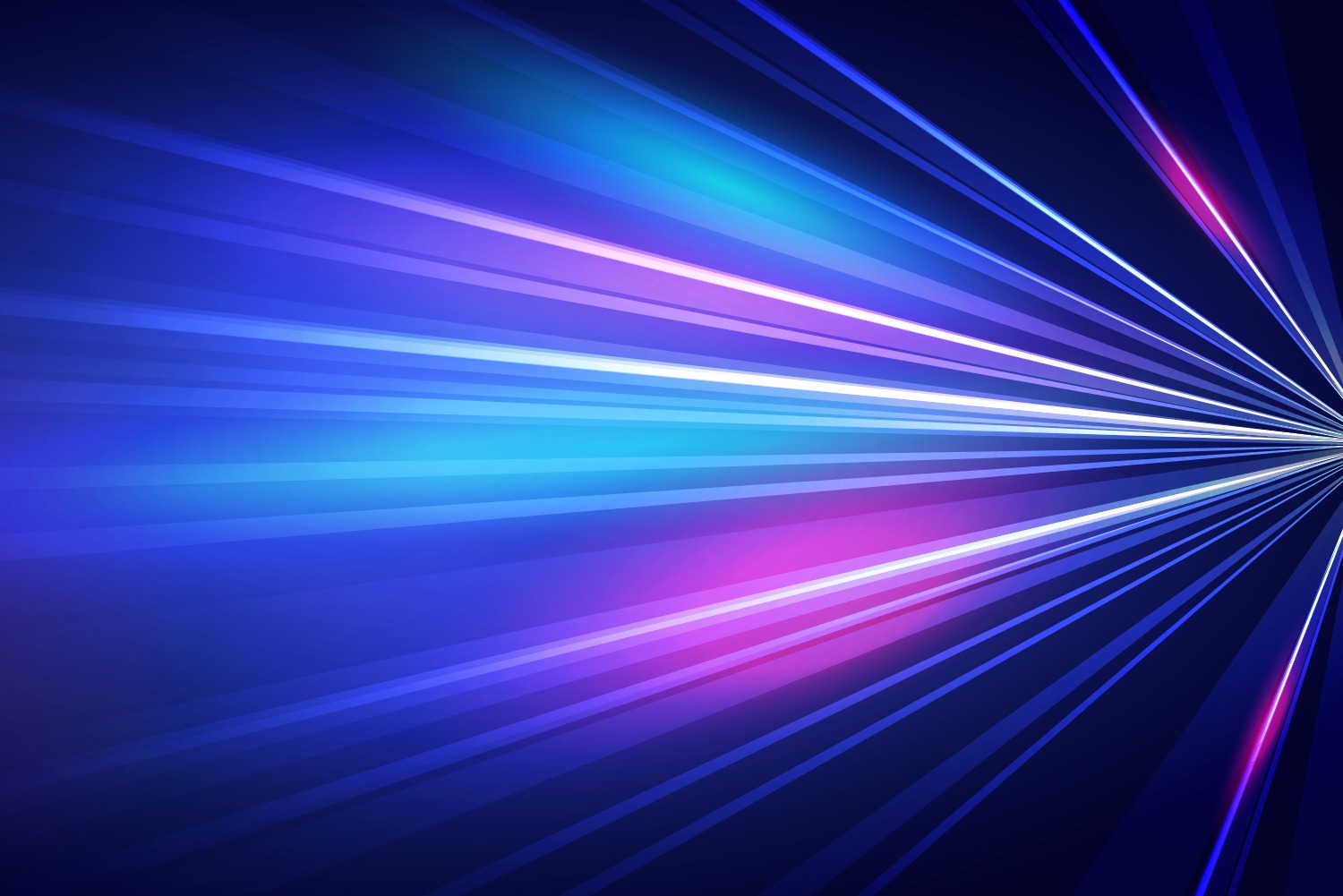 Abstract blue and pink glowing light trails showing high-speed motion.